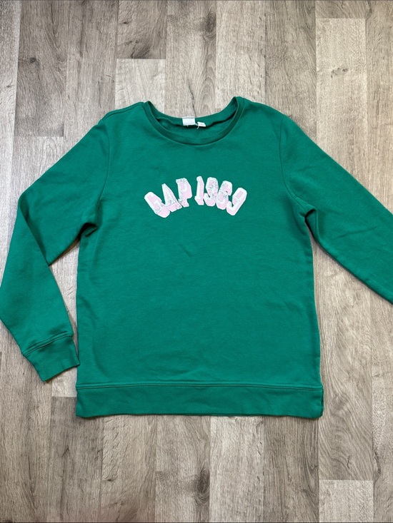 GAP Tops - GAP Emerald Crewneck Sweatshirt with Pink Logo Size XS